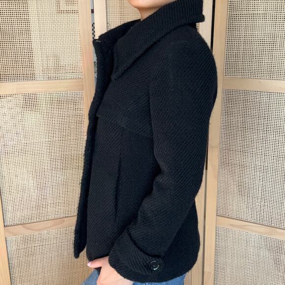 Trina Turk Black Wool Peacoat Women’s Size 6 Winter Trench Buttons - Picture 2 of 8